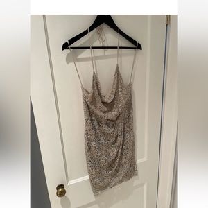 Haute hippie silk beaded lace foil dress small formal sexy dress Nordstrom